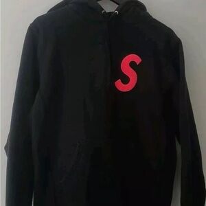 Supreme FW19 S Logo Hooded Sweatshirt Black hoodie M medium Pink Logo